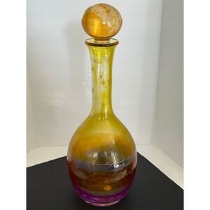 Decanter Amber  Gold Starburst Mid Century Modern Vintage Collectible Glass